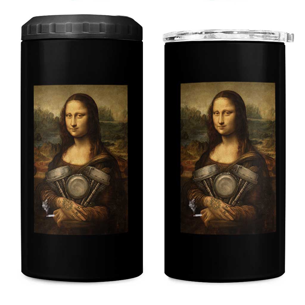 Funny Monalisa Rider Vintage Retro Motorcycle Engine 4 in 1 Can Cooler Tumbler - Wonder Print Shop