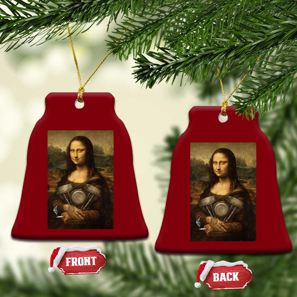 Funny Monalisa Rider Vintage Retro Motorcycle Engine Ceramic Ornament - Wonder Print Shop