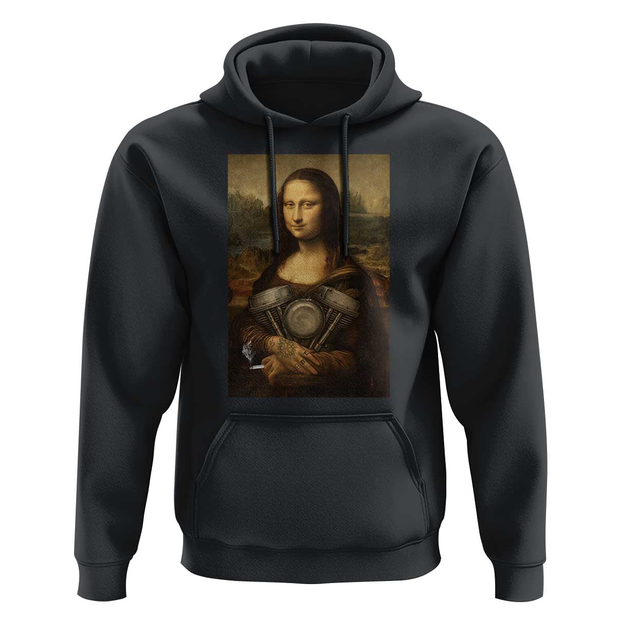 Funny Monalisa Rider Vintage Retro Motorcycle Engine Hoodie - Wonder Print Shop