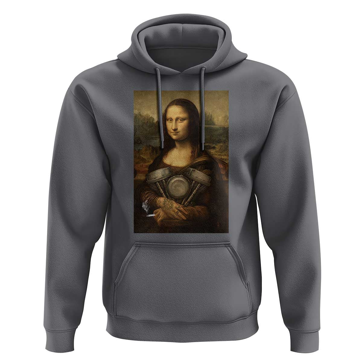 Funny Monalisa Rider Vintage Retro Motorcycle Engine Hoodie - Wonder Print Shop