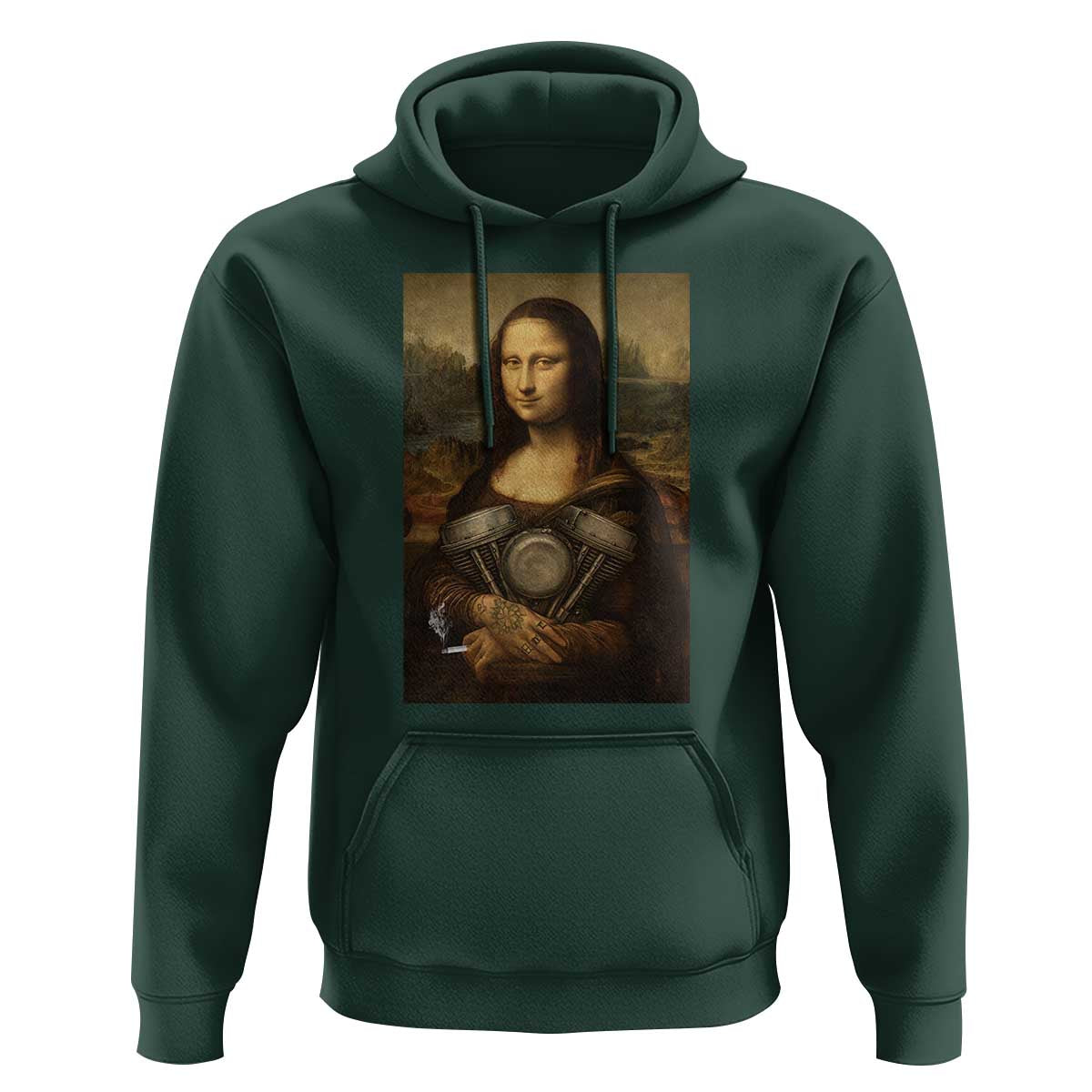 Funny Monalisa Rider Vintage Retro Motorcycle Engine Hoodie - Wonder Print Shop