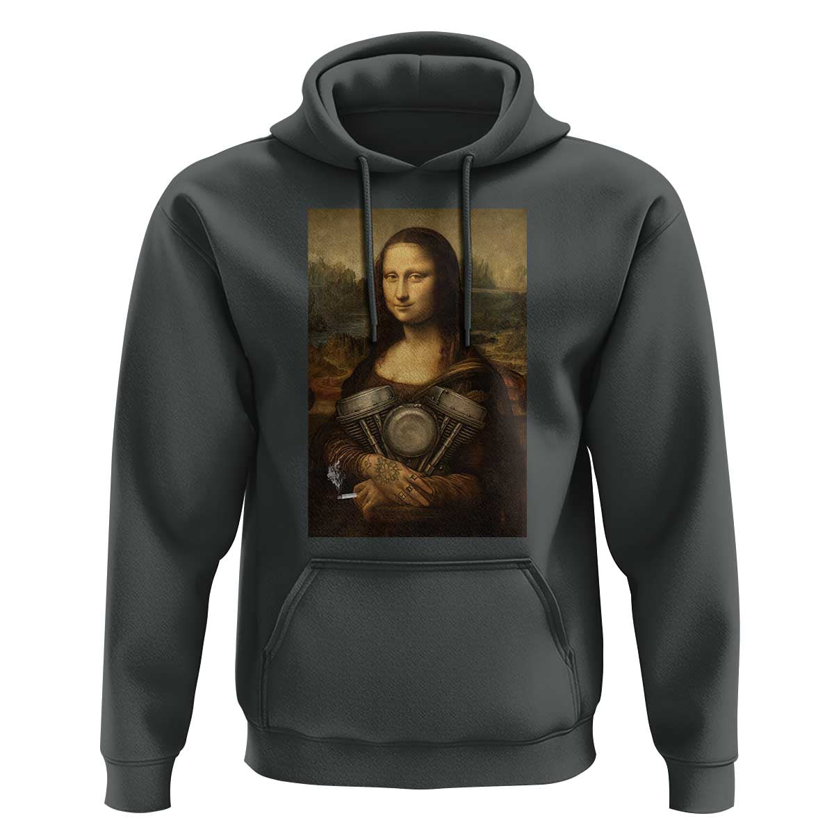 Funny Monalisa Rider Vintage Retro Motorcycle Engine Hoodie - Wonder Print Shop