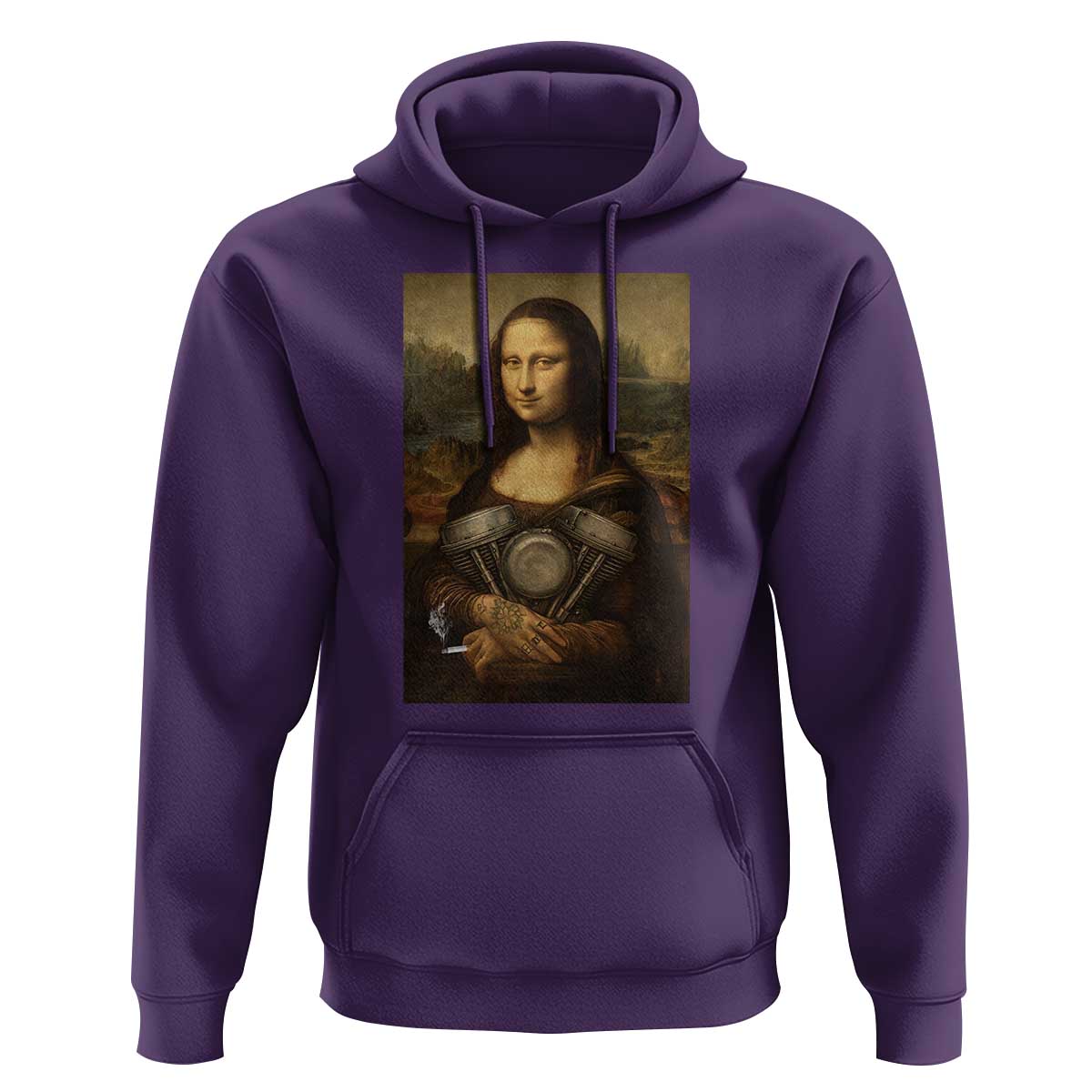 Funny Monalisa Rider Vintage Retro Motorcycle Engine Hoodie - Wonder Print Shop