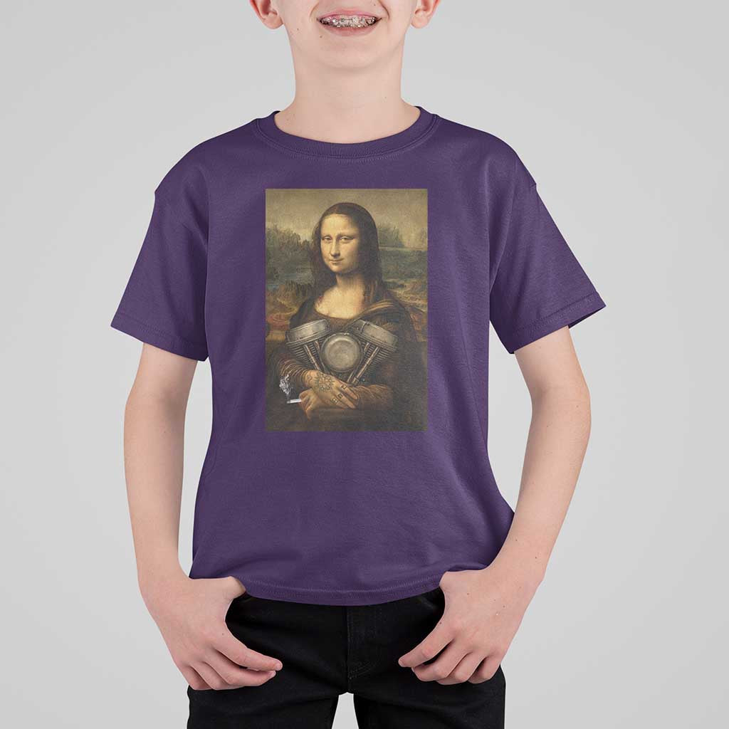 Funny Monalisa Rider Vintage Retro Motorcycle Engine T Shirt For Kid - Wonder Print Shop