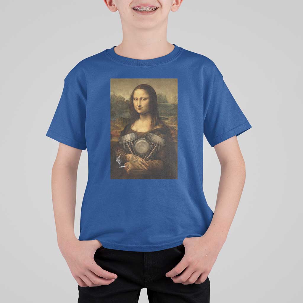Funny Monalisa Rider Vintage Retro Motorcycle Engine T Shirt For Kid - Wonder Print Shop