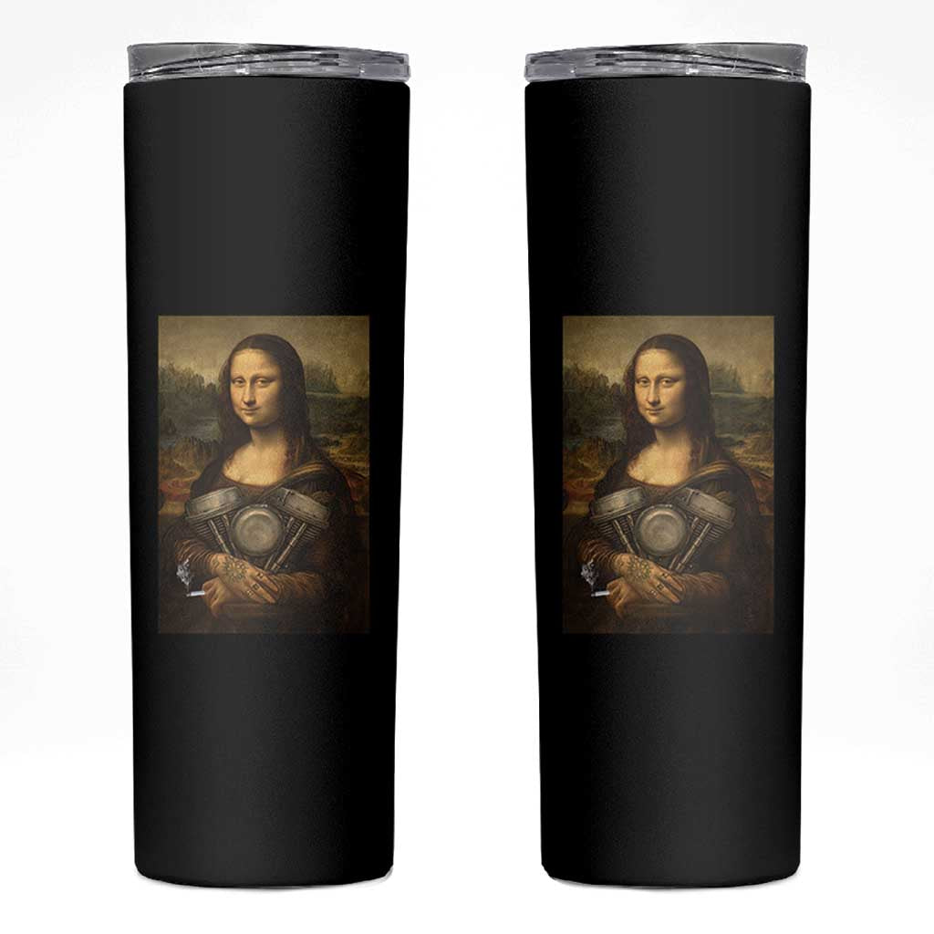Funny Monalisa Rider Vintage Retro Motorcycle Engine Skinny Tumbler - Wonder Print Shop