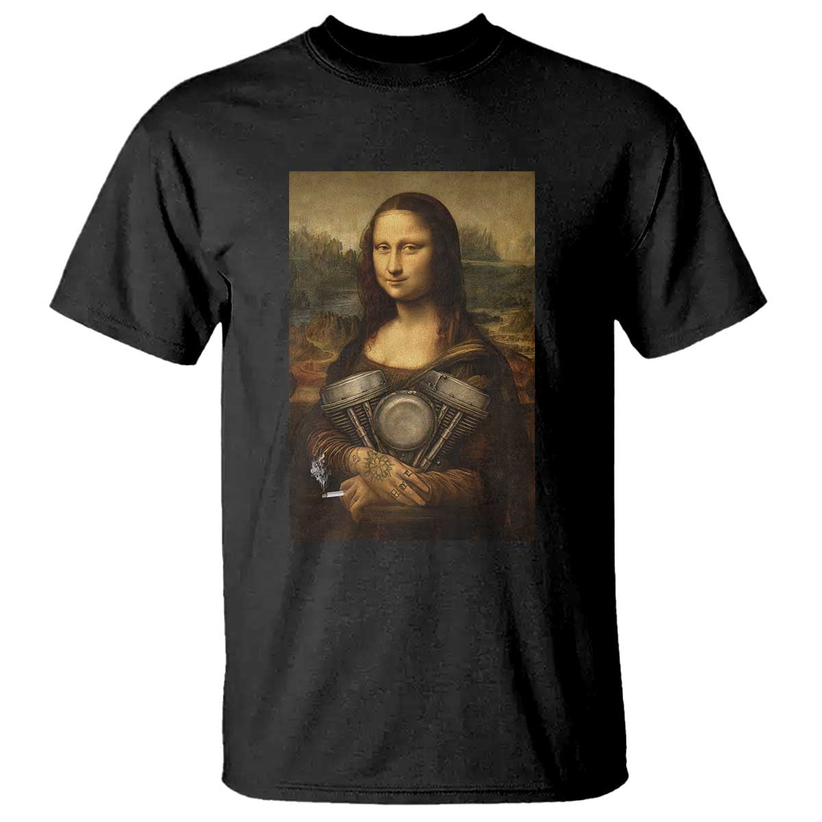 Funny Monalisa Rider Vintage Retro Motorcycle Engine T Shirt - Wonder Print Shop