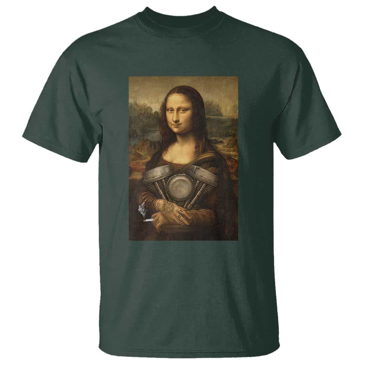 Funny Monalisa Rider Vintage Retro Motorcycle Engine T Shirt - Wonder Print Shop