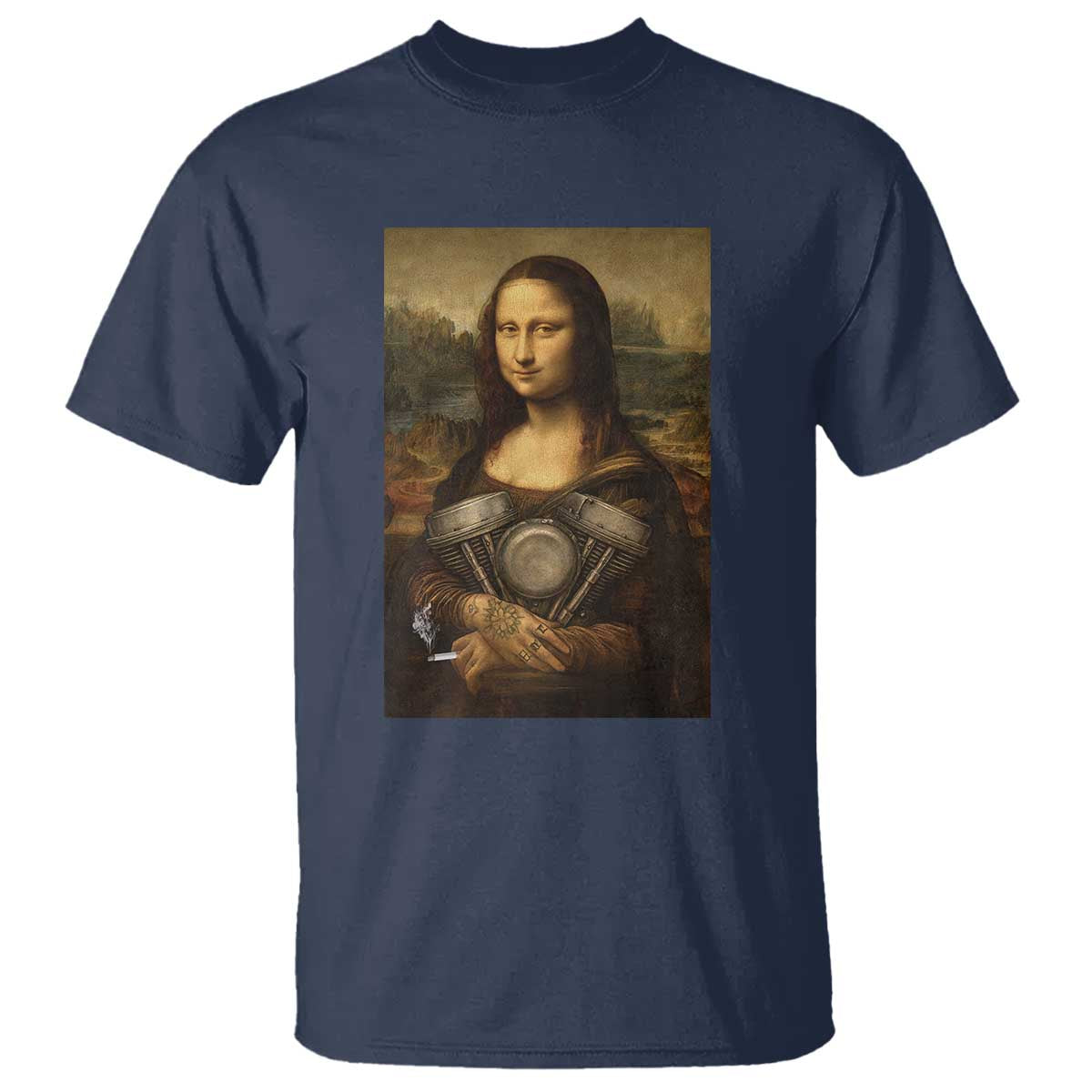 Funny Monalisa Rider Vintage Retro Motorcycle Engine T Shirt - Wonder Print Shop