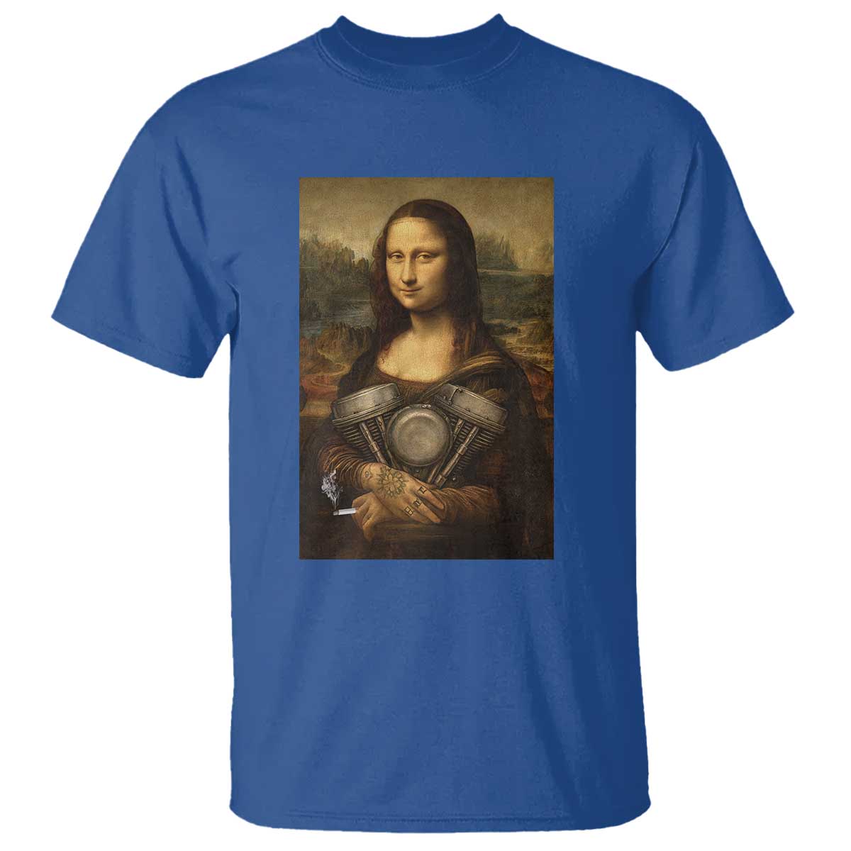 Funny Monalisa Rider Vintage Retro Motorcycle Engine T Shirt - Wonder Print Shop