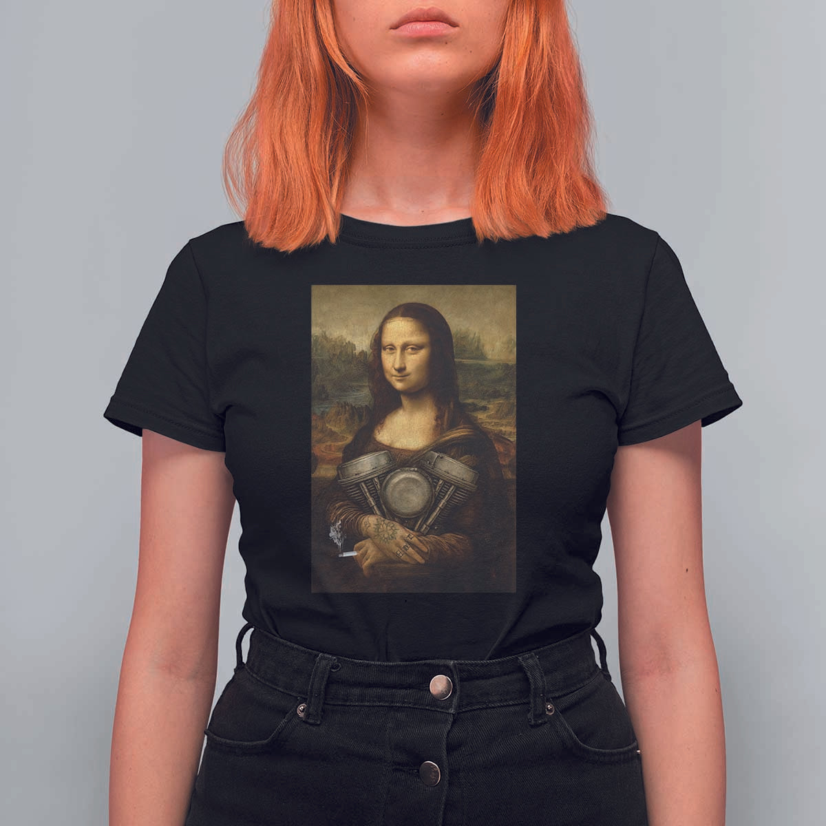 Funny Monalisa Rider Vintage Retro Motorcycle Engine T Shirt For Women - Wonder Print Shop
