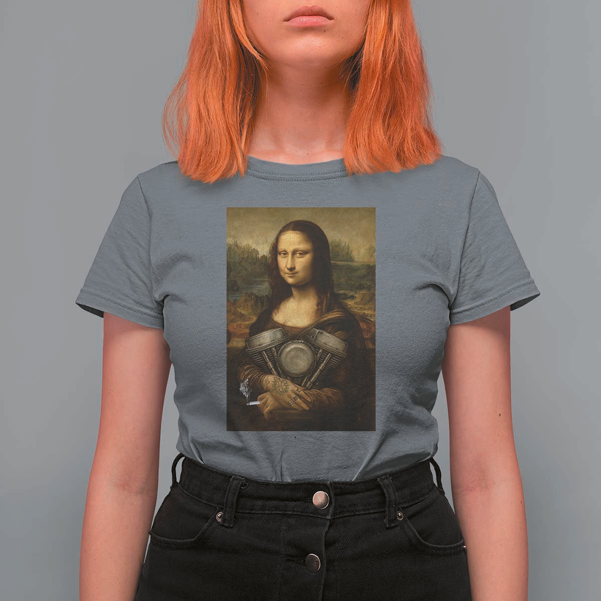 Funny Monalisa Rider Vintage Retro Motorcycle Engine T Shirt For Women - Wonder Print Shop