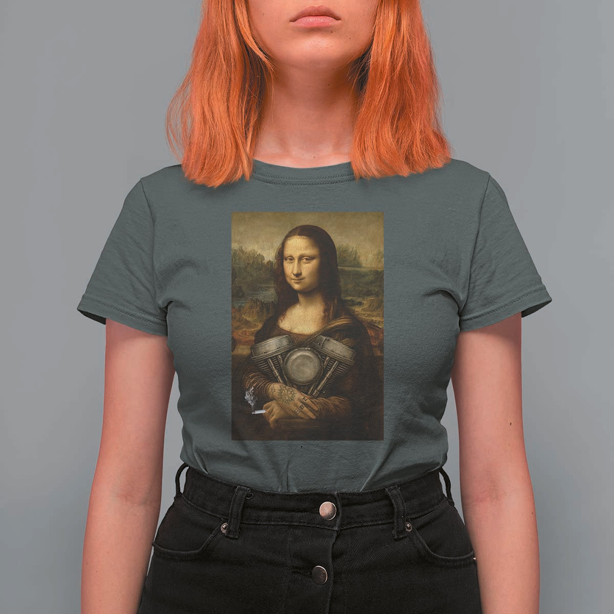 Funny Monalisa Rider Vintage Retro Motorcycle Engine T Shirt For Women - Wonder Print Shop