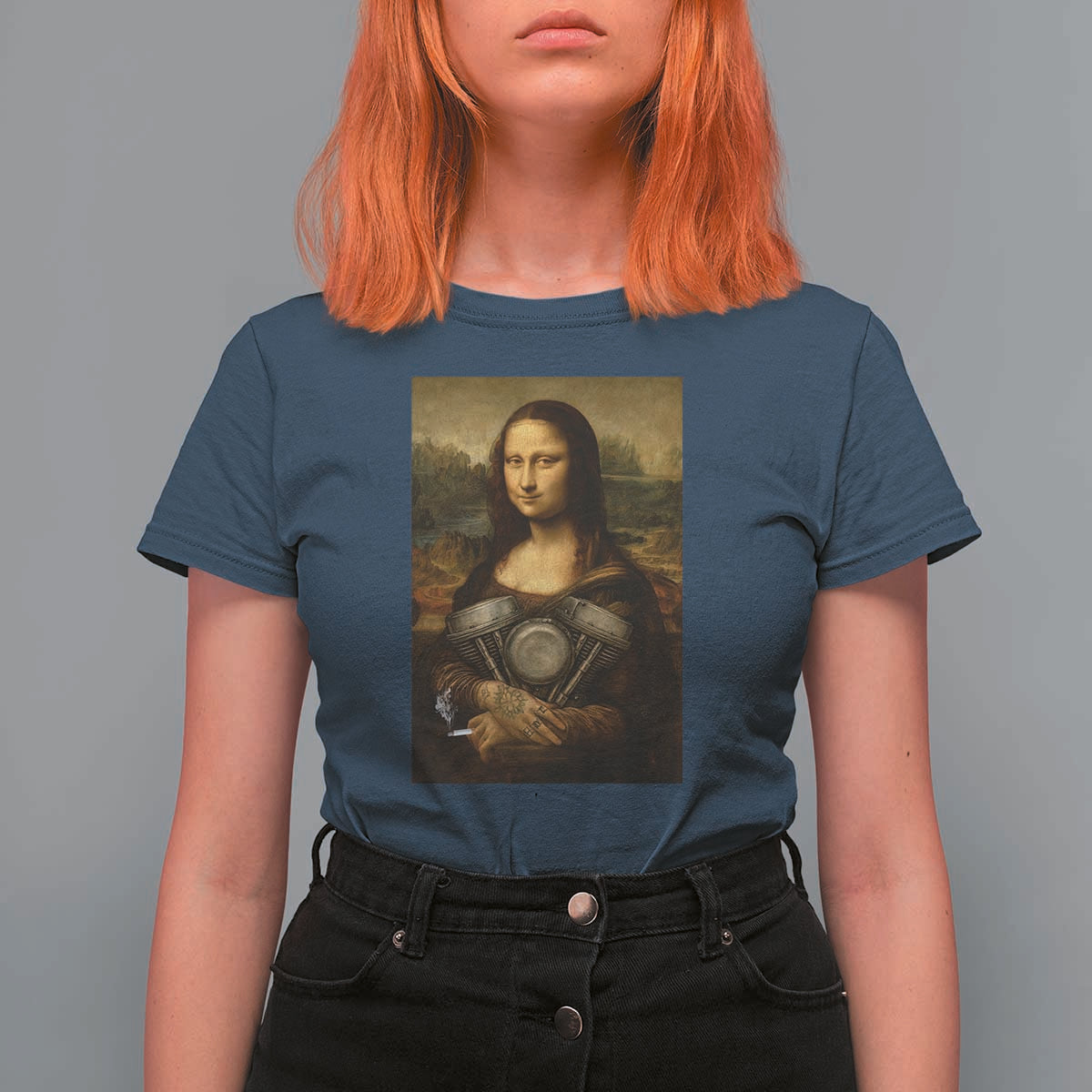 Funny Monalisa Rider Vintage Retro Motorcycle Engine T Shirt For Women - Wonder Print Shop
