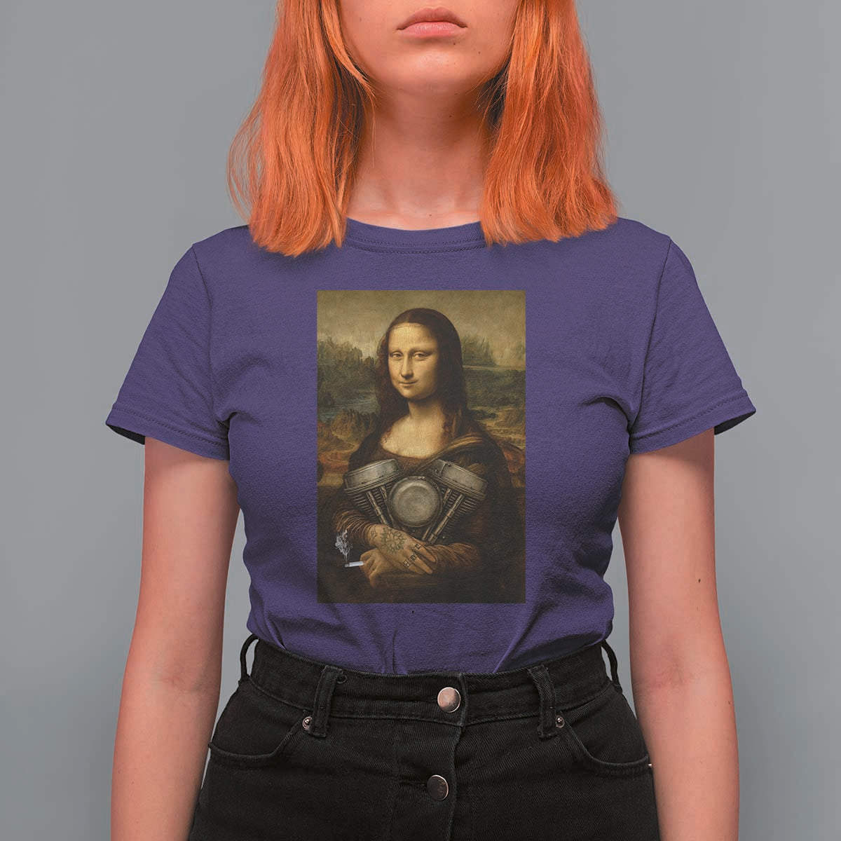 Funny Monalisa Rider Vintage Retro Motorcycle Engine T Shirt For Women - Wonder Print Shop