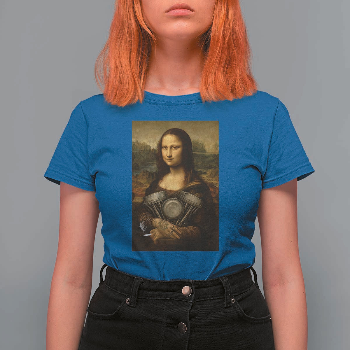 Funny Monalisa Rider Vintage Retro Motorcycle Engine T Shirt For Women - Wonder Print Shop
