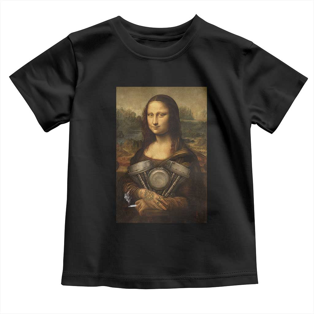Funny Monalisa Rider Vintage Retro Motorcycle Engine Toddler T Shirt - Wonder Print Shop