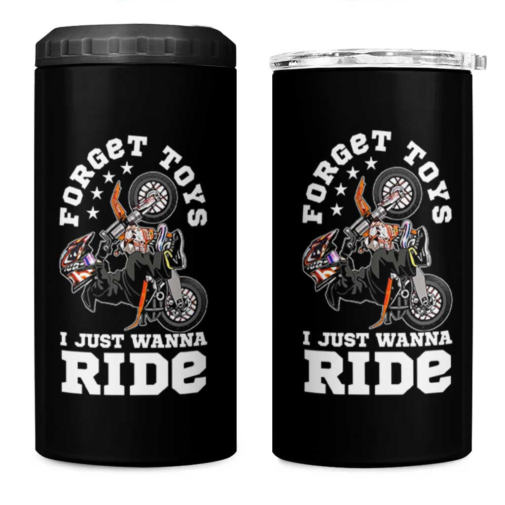 Dirt Bike Boys 4 in 1 Can Cooler Tumbler Funny Forgive Toys I Just Wanna Ride Motocross Rider - Wonder Print Shop