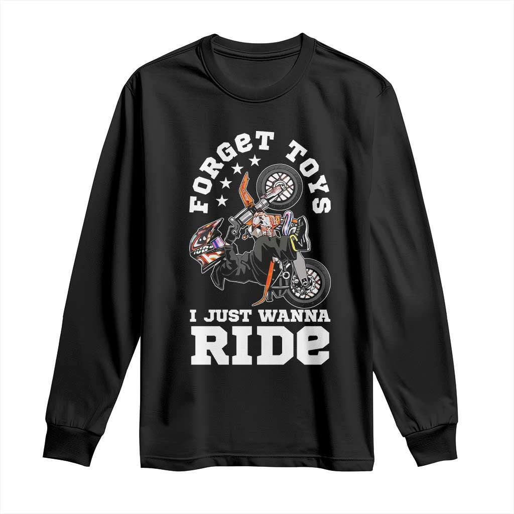 Dirt Bike Boys Long Sleeve Shirt Funny Forgive Toys I Just Wanna Ride Motocross Rider - Wonder Print Shop