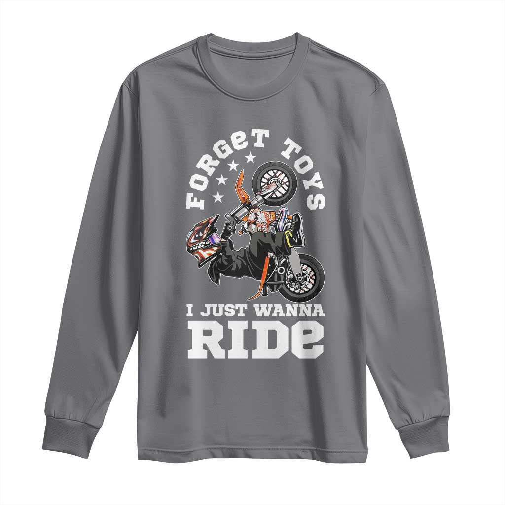 Dirt Bike Boys Long Sleeve Shirt Funny Forgive Toys I Just Wanna Ride Motocross Rider - Wonder Print Shop