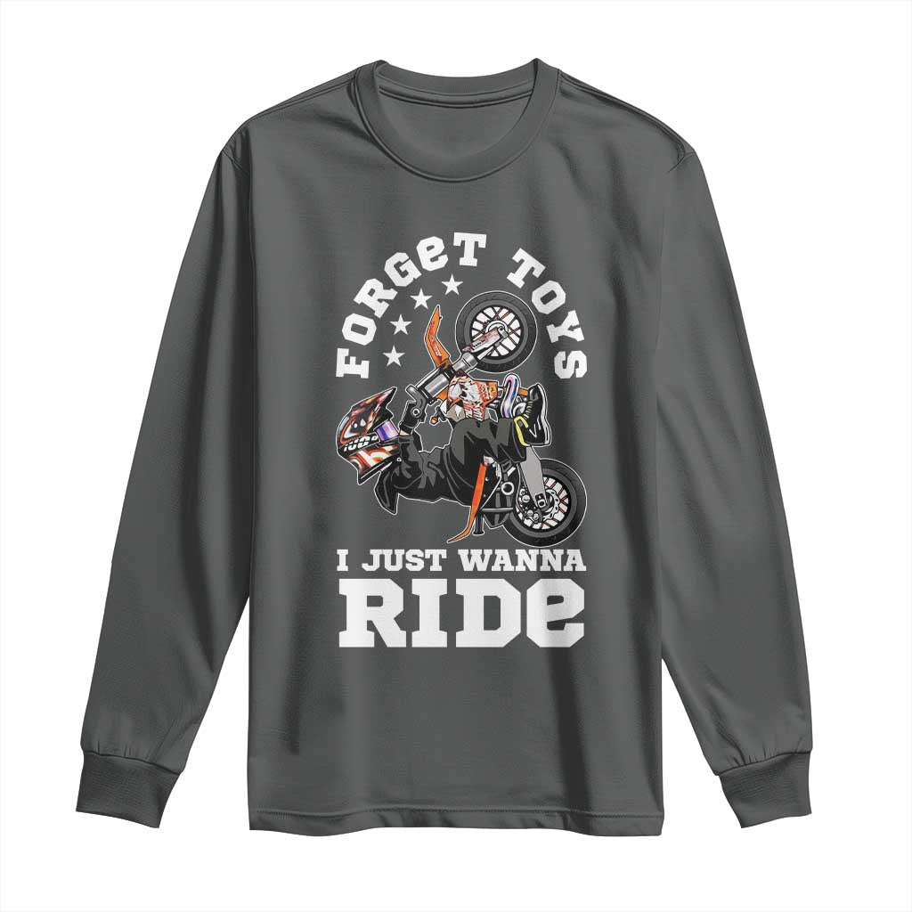 Dirt Bike Boys Long Sleeve Shirt Funny Forgive Toys I Just Wanna Ride Motocross Rider - Wonder Print Shop