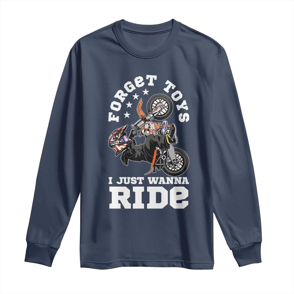 Dirt Bike Boys Long Sleeve Shirt Funny Forgive Toys I Just Wanna Ride Motocross Rider - Wonder Print Shop