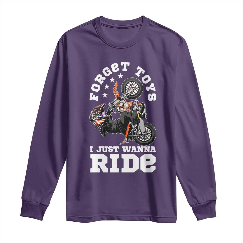 Dirt Bike Boys Long Sleeve Shirt Funny Forgive Toys I Just Wanna Ride Motocross Rider - Wonder Print Shop