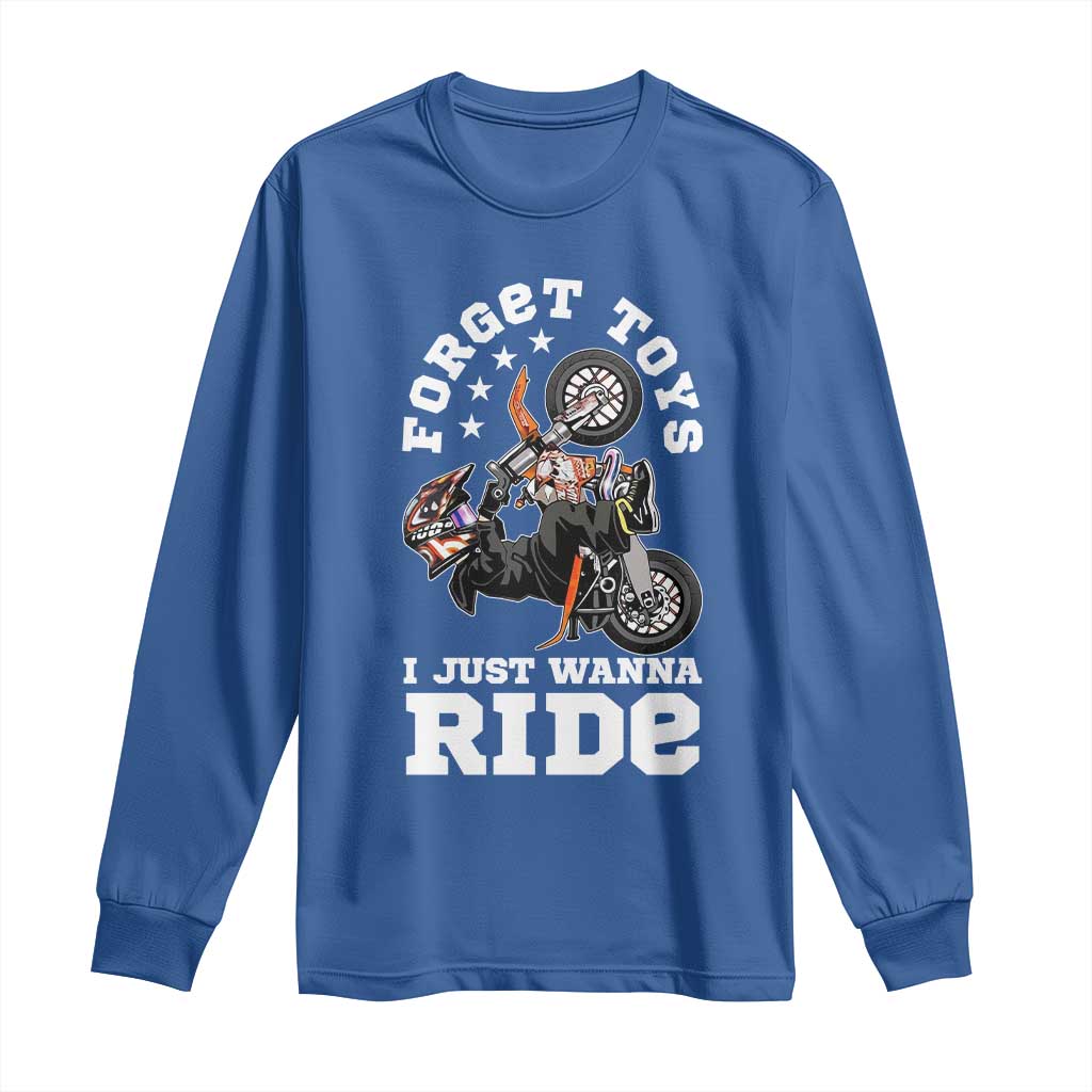 Dirt Bike Boys Long Sleeve Shirt Funny Forgive Toys I Just Wanna Ride Motocross Rider - Wonder Print Shop
