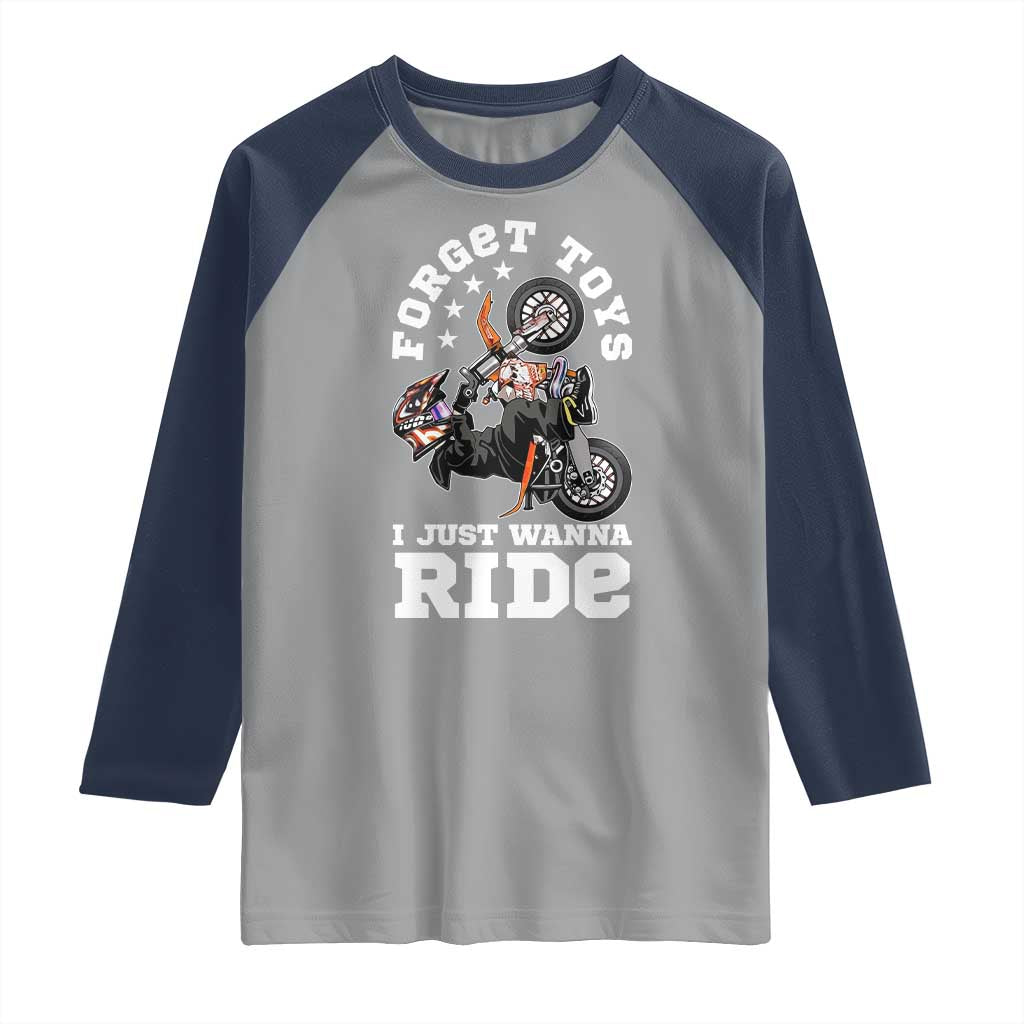 Dirt Bike Boys Raglan Shirt Funny Forgive Toys I Just Wanna Ride Motocross Rider - Wonder Print Shop