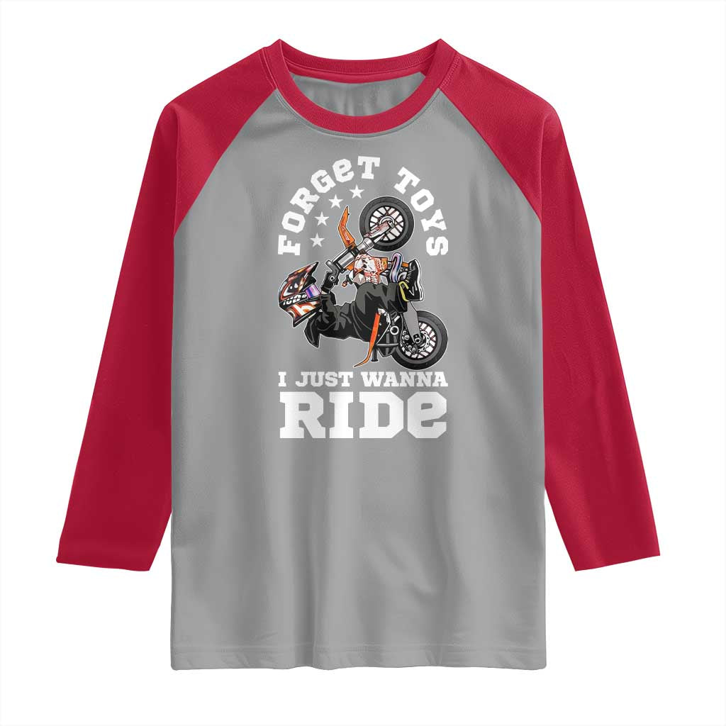 Dirt Bike Boys Raglan Shirt Funny Forgive Toys I Just Wanna Ride Motocross Rider - Wonder Print Shop