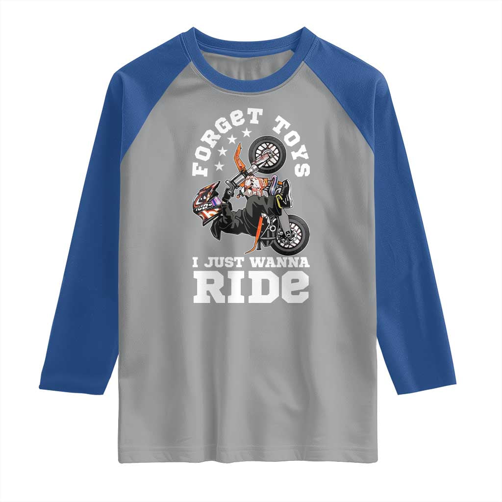 Dirt Bike Boys Raglan Shirt Funny Forgive Toys I Just Wanna Ride Motocross Rider - Wonder Print Shop