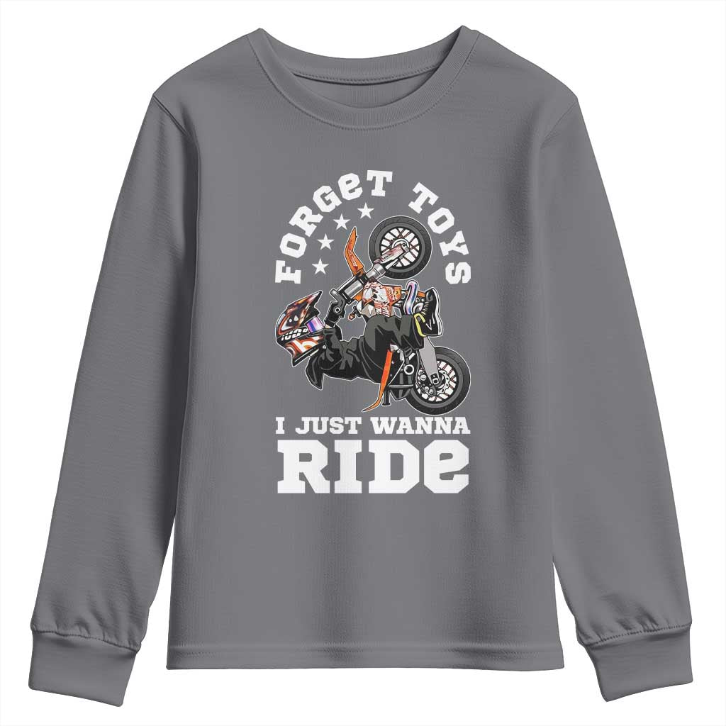 Dirt Bike Boys Youth Sweatshirt Funny Forgive Toys I Just Wanna Ride Motocross Rider - Wonder Print Shop