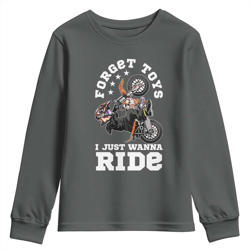Dirt Bike Boys Youth Sweatshirt Funny Forgive Toys I Just Wanna Ride Motocross Rider - Wonder Print Shop