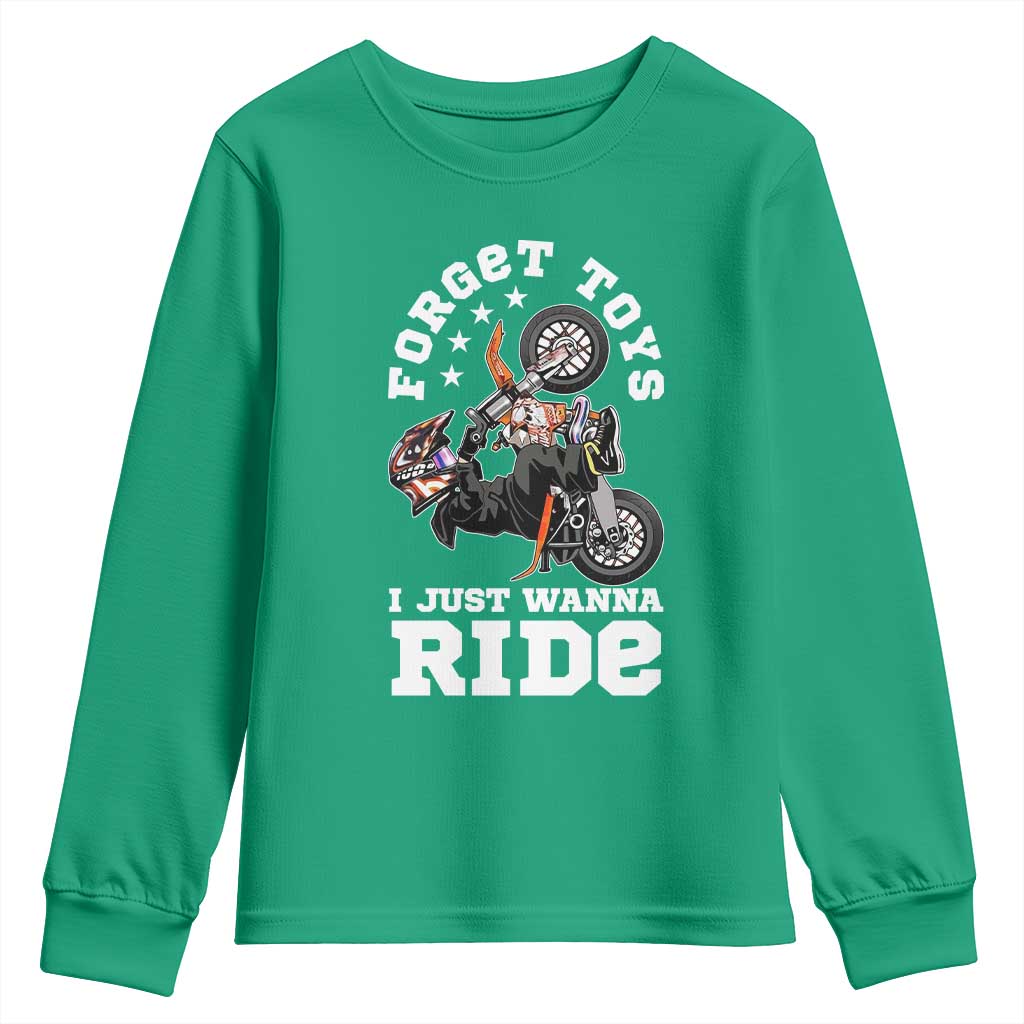 Dirt Bike Boys Youth Sweatshirt Funny Forgive Toys I Just Wanna Ride Motocross Rider - Wonder Print Shop