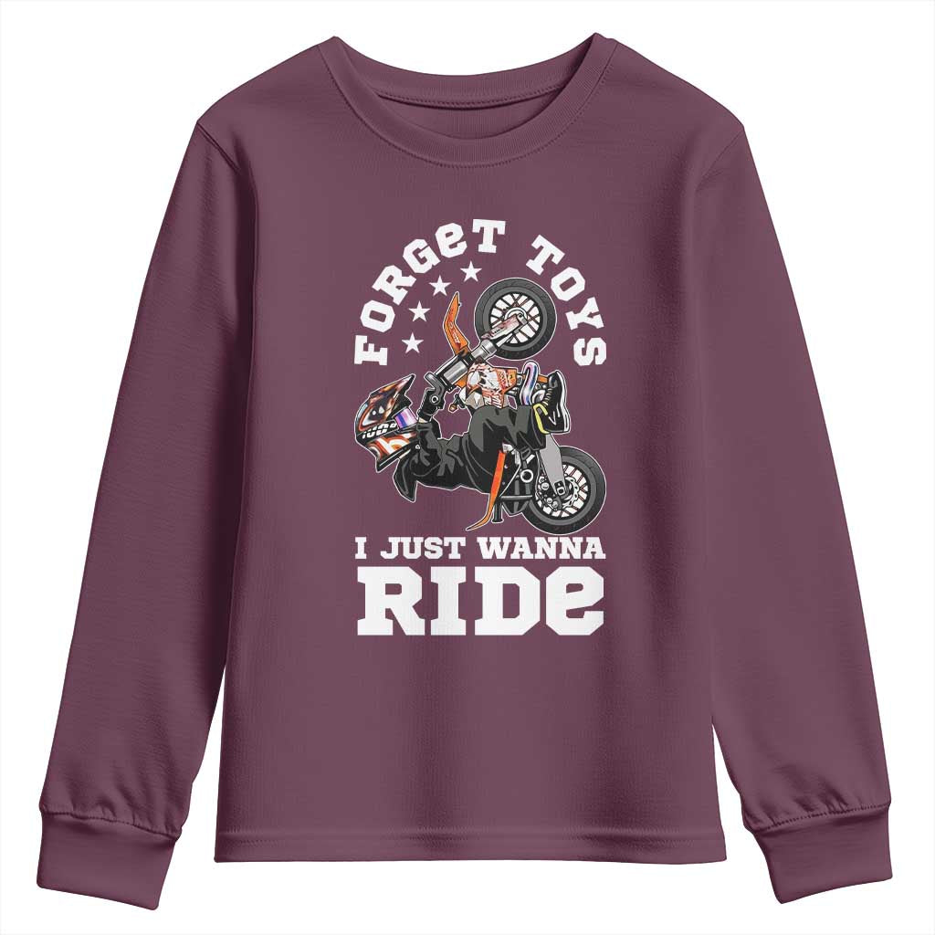 Dirt Bike Boys Youth Sweatshirt Funny Forgive Toys I Just Wanna Ride Motocross Rider - Wonder Print Shop