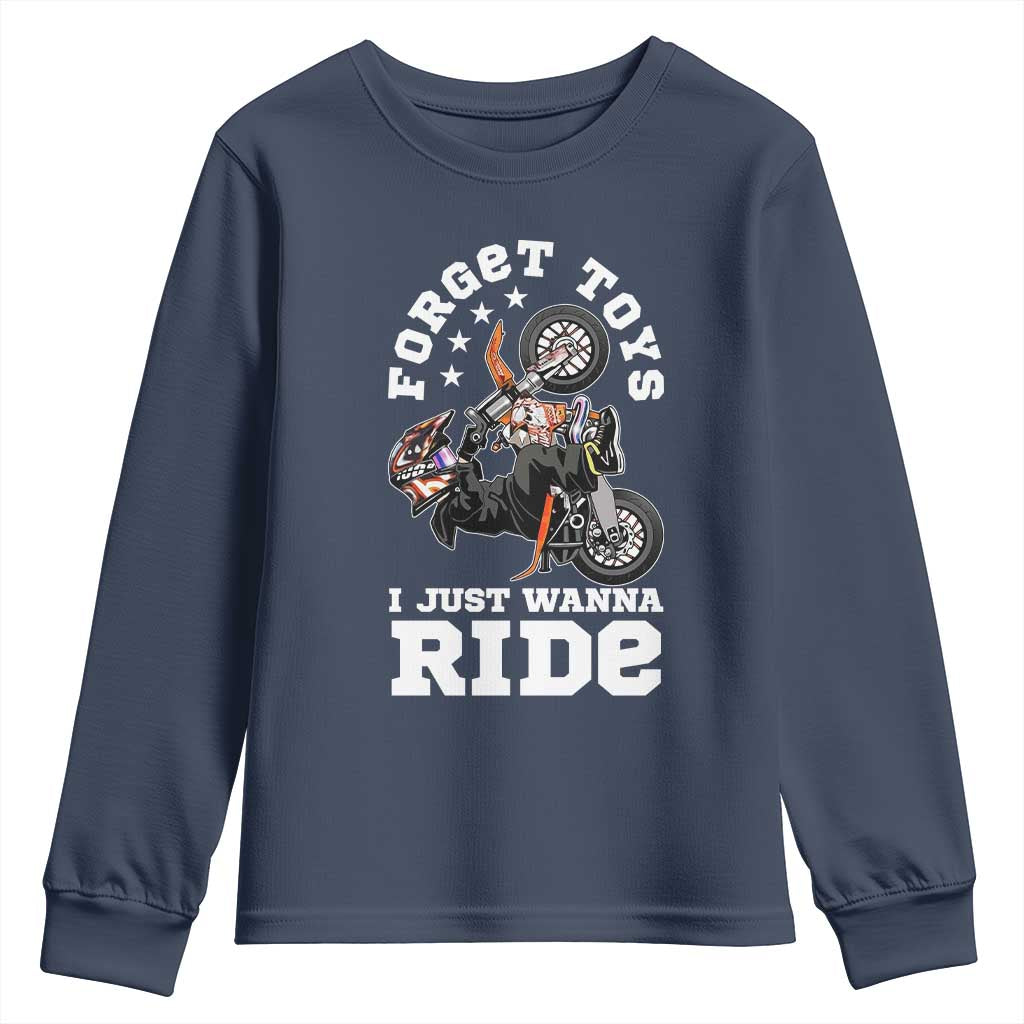 Dirt Bike Boys Youth Sweatshirt Funny Forgive Toys I Just Wanna Ride Motocross Rider - Wonder Print Shop