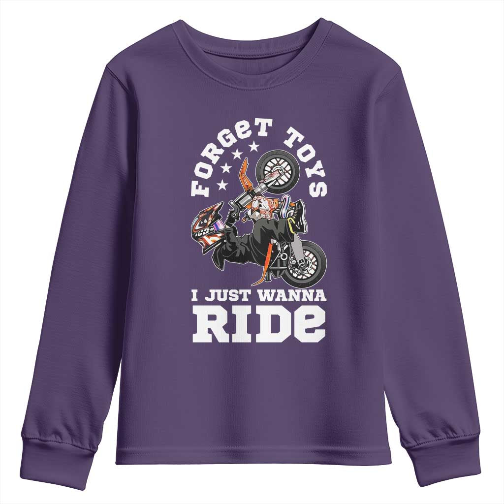 Dirt Bike Boys Youth Sweatshirt Funny Forgive Toys I Just Wanna Ride Motocross Rider - Wonder Print Shop