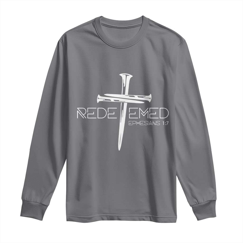 Redeemed Christian Vintage Ephesians Bible Verse Redemption Long Sleeve Shirt - Wonder Print Shop