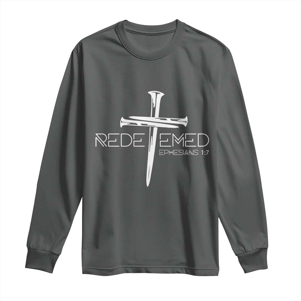 Redeemed Christian Vintage Ephesians Bible Verse Redemption Long Sleeve Shirt - Wonder Print Shop