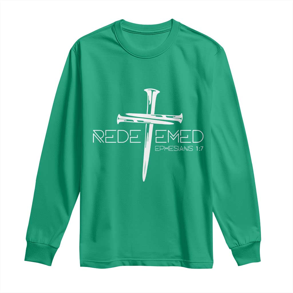 Redeemed Christian Vintage Ephesians Bible Verse Redemption Long Sleeve Shirt - Wonder Print Shop