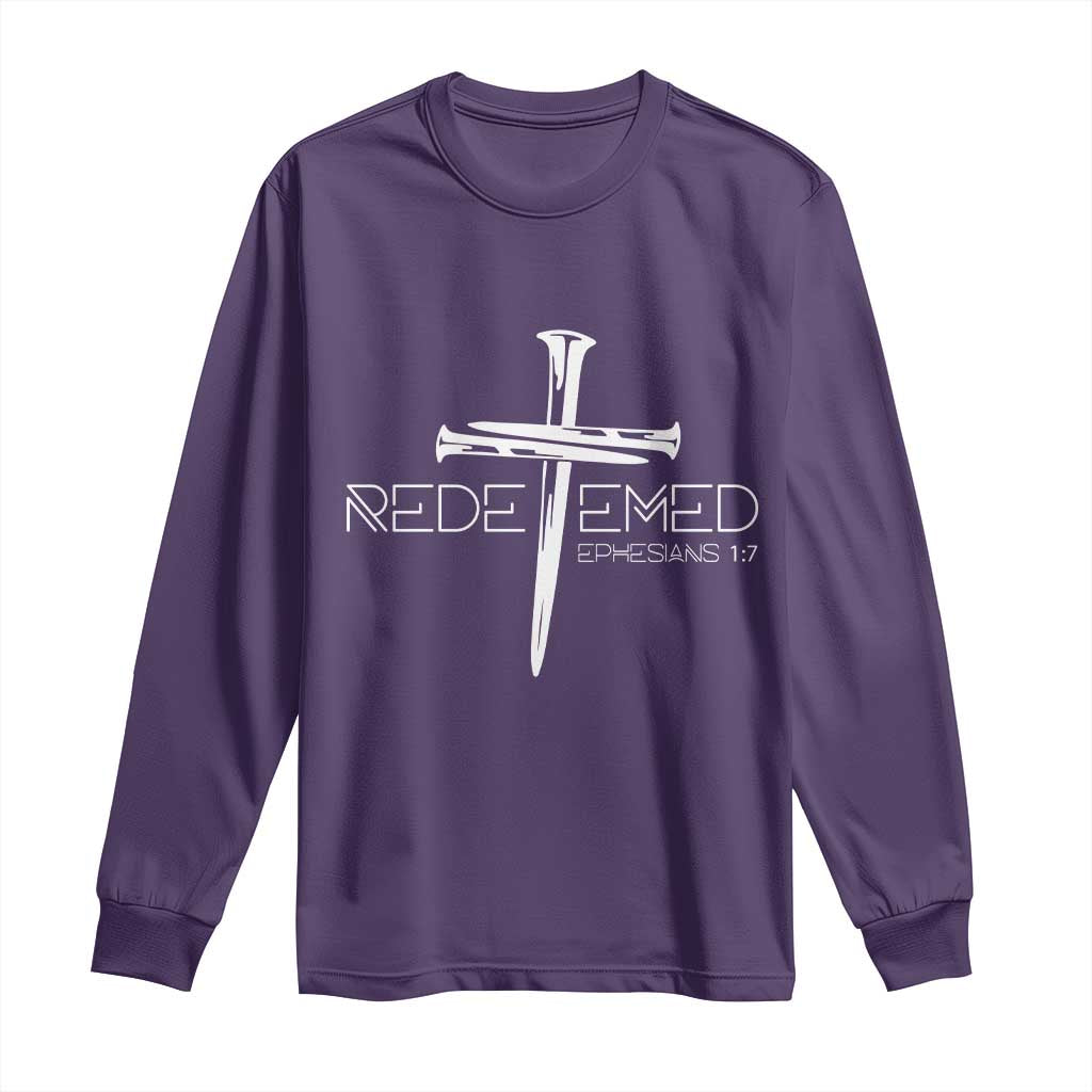 Redeemed Christian Vintage Ephesians Bible Verse Redemption Long Sleeve Shirt - Wonder Print Shop