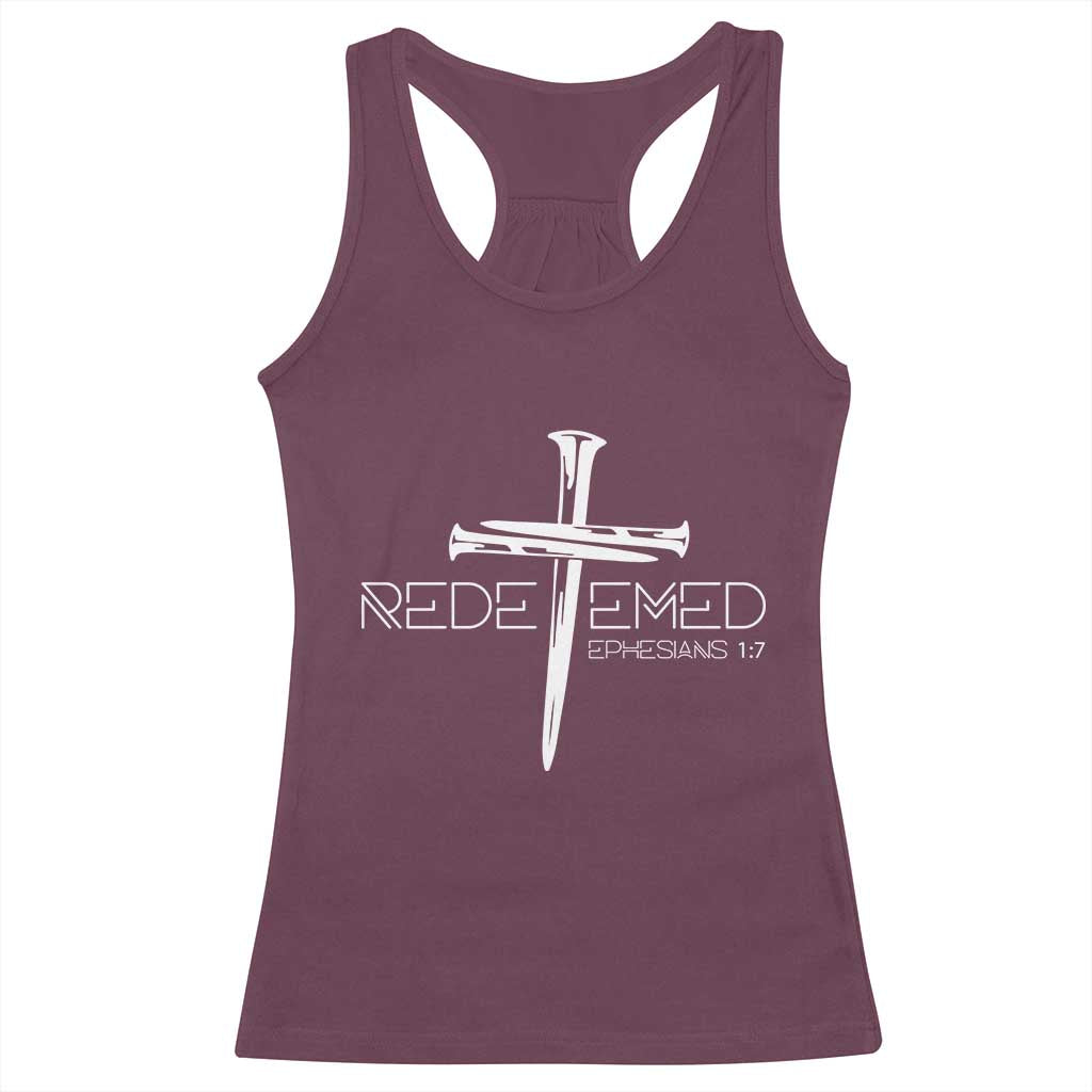Redeemed Christian Vintage Ephesians Bible Verse Redemption Racerback Tank Top - Wonder Print Shop