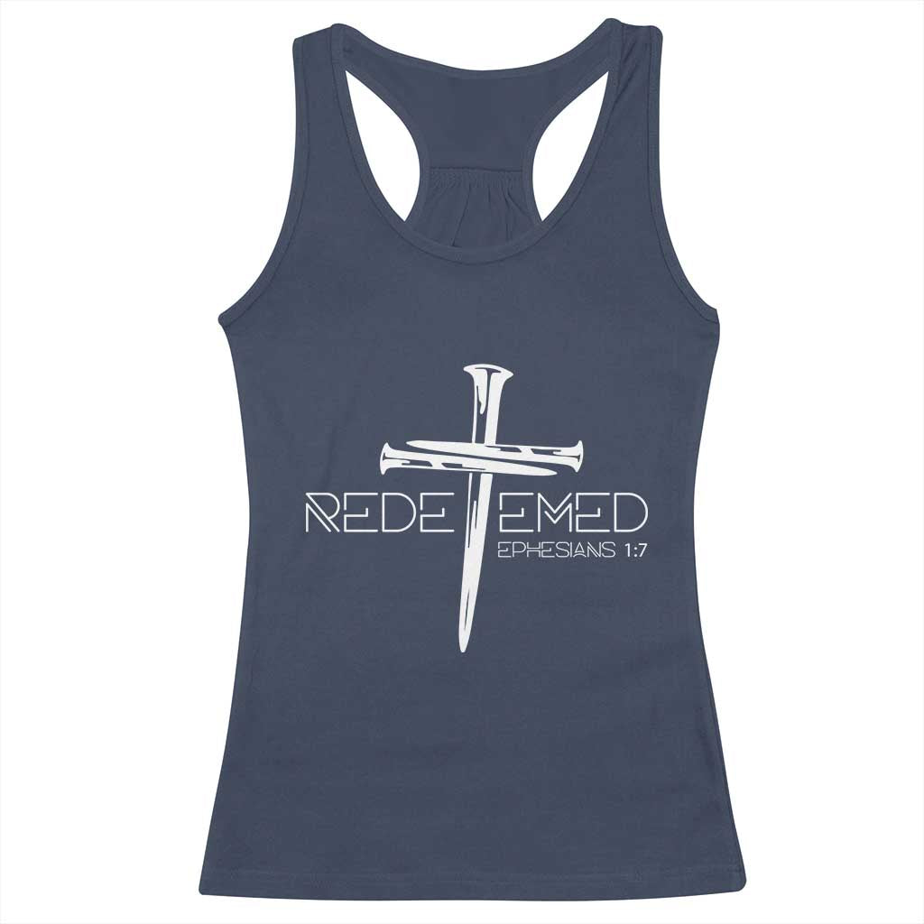 Redeemed Christian Vintage Ephesians Bible Verse Redemption Racerback Tank Top - Wonder Print Shop