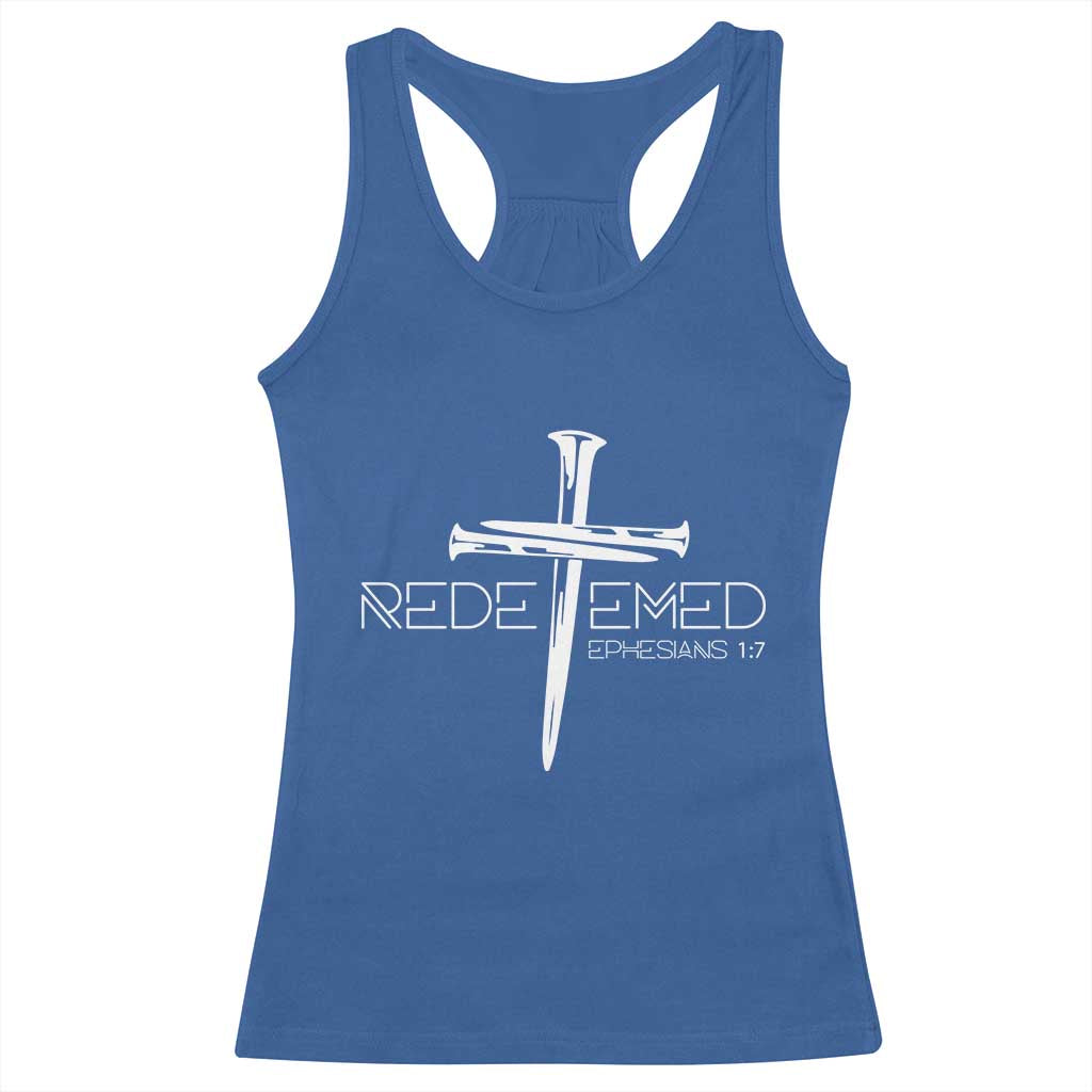 Redeemed Christian Vintage Ephesians Bible Verse Redemption Racerback Tank Top - Wonder Print Shop