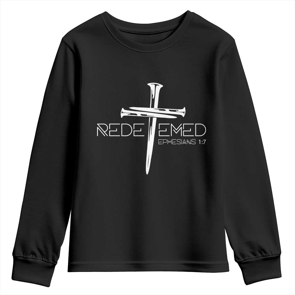 Redeemed Christian Vintage Ephesians Bible Verse Redemption Youth Sweatshirt - Wonder Print Shop