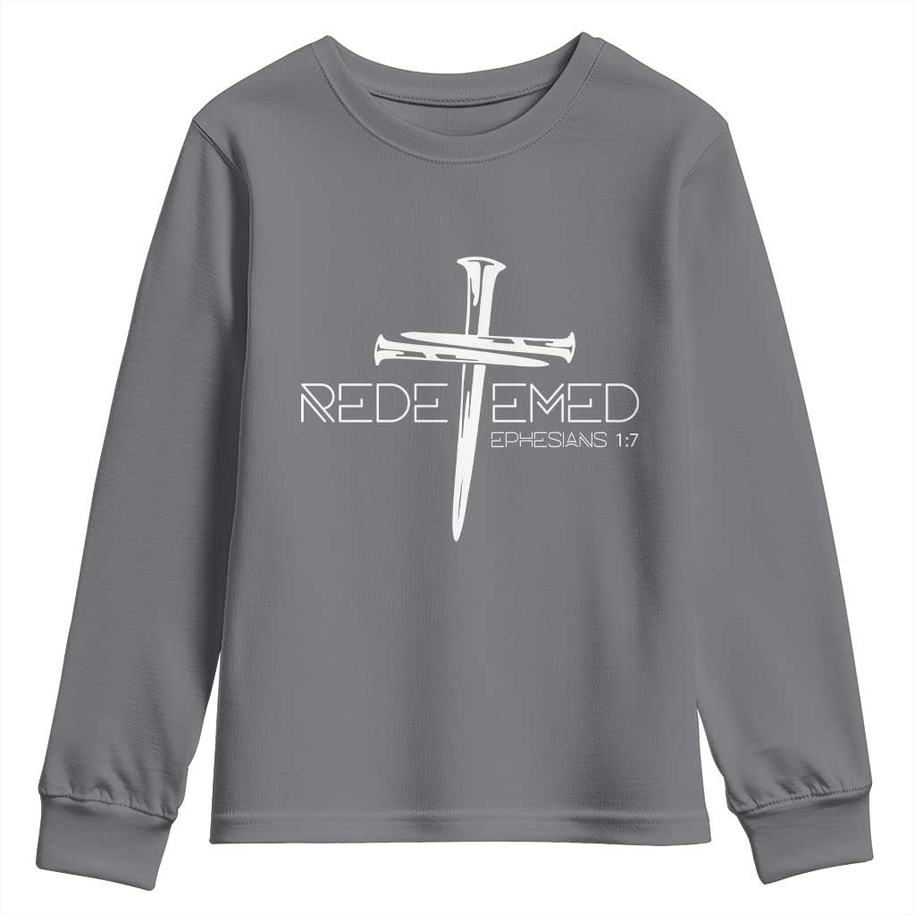 Redeemed Christian Vintage Ephesians Bible Verse Redemption Youth Sweatshirt - Wonder Print Shop