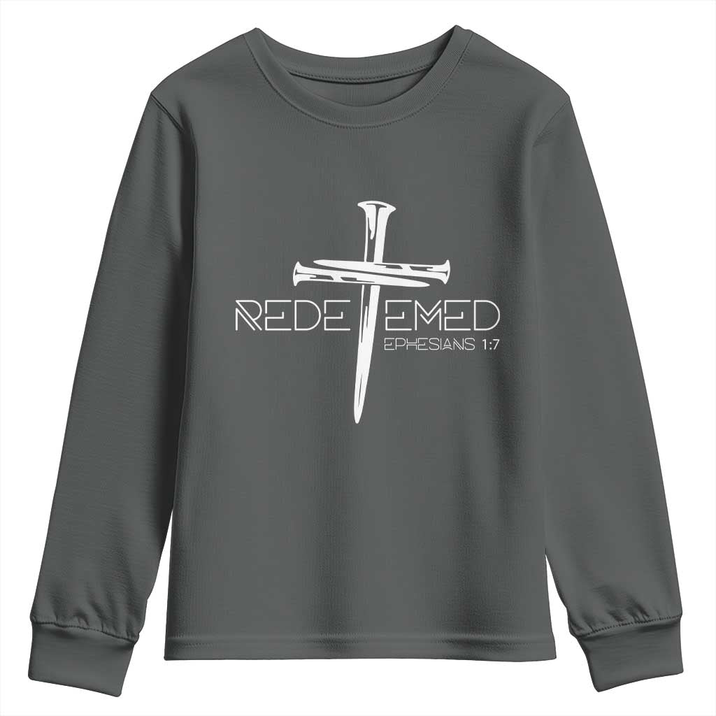 Redeemed Christian Vintage Ephesians Bible Verse Redemption Youth Sweatshirt - Wonder Print Shop