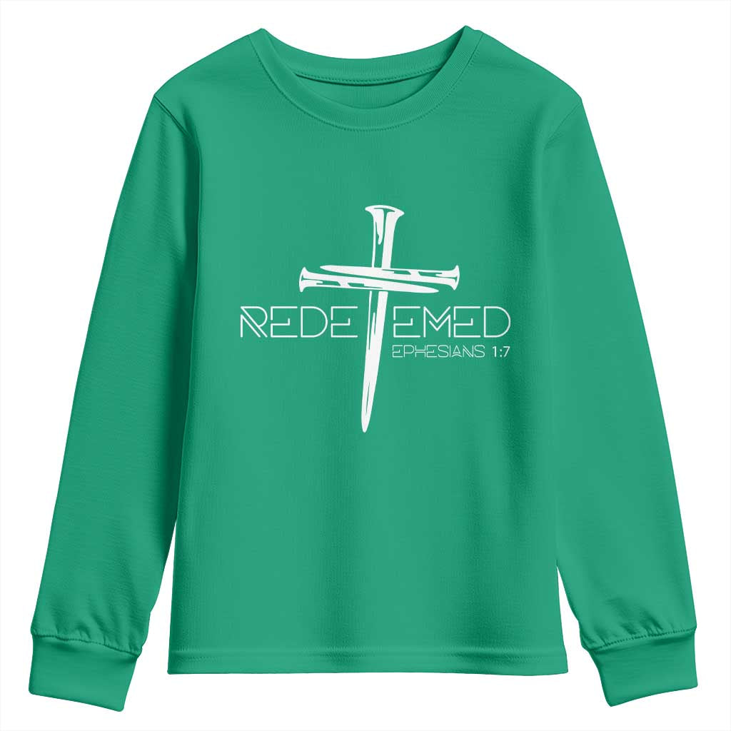 Redeemed Christian Vintage Ephesians Bible Verse Redemption Youth Sweatshirt - Wonder Print Shop