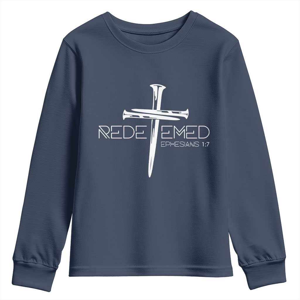 Redeemed Christian Vintage Ephesians Bible Verse Redemption Youth Sweatshirt - Wonder Print Shop
