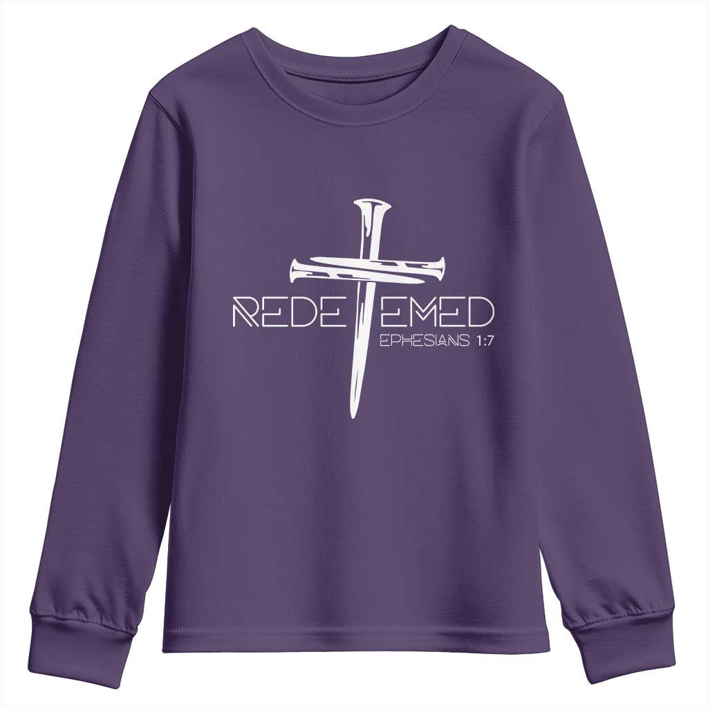 Redeemed Christian Vintage Ephesians Bible Verse Redemption Youth Sweatshirt - Wonder Print Shop